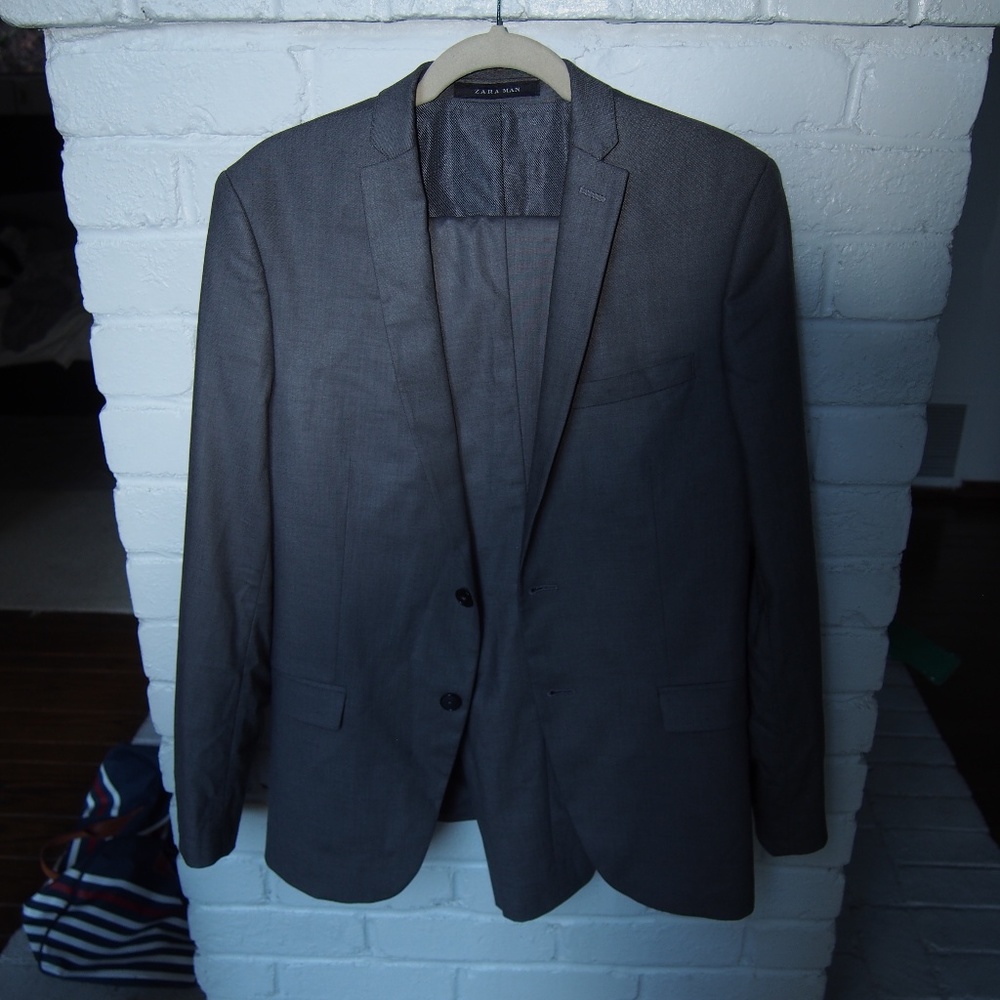 Zara Men's Two Piece Suit SZ 40 Jacket Pants 31